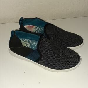 Olukai Hale'iwa Slip On Comfort Loafers Ladies size 7 Gray Black Blue